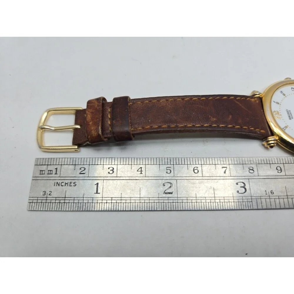 Vintage Seiko Vendome Obus 35mm Watch Gold Tone Quartz Art Deco New Battery
